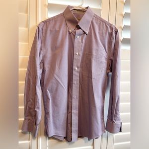 Nordstrom Purple Plaid Button Down Shirt Smartcare Wrinkle Free Men’s